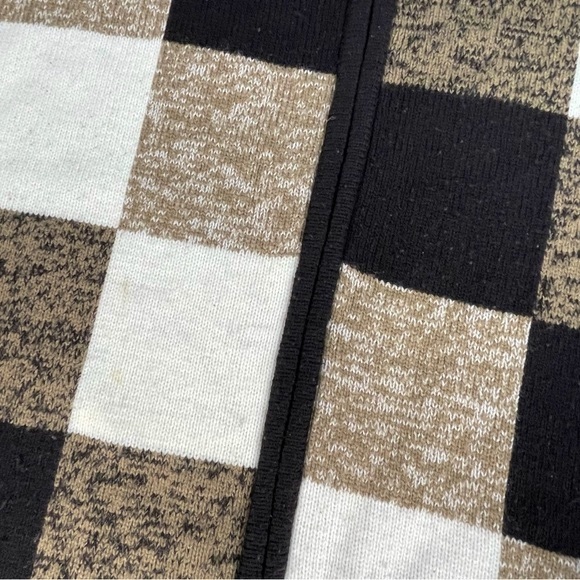 Dressbarn plus size 18/20 black gold white acrylic checkered zip cardigan EUC - Picture 8 of 15
